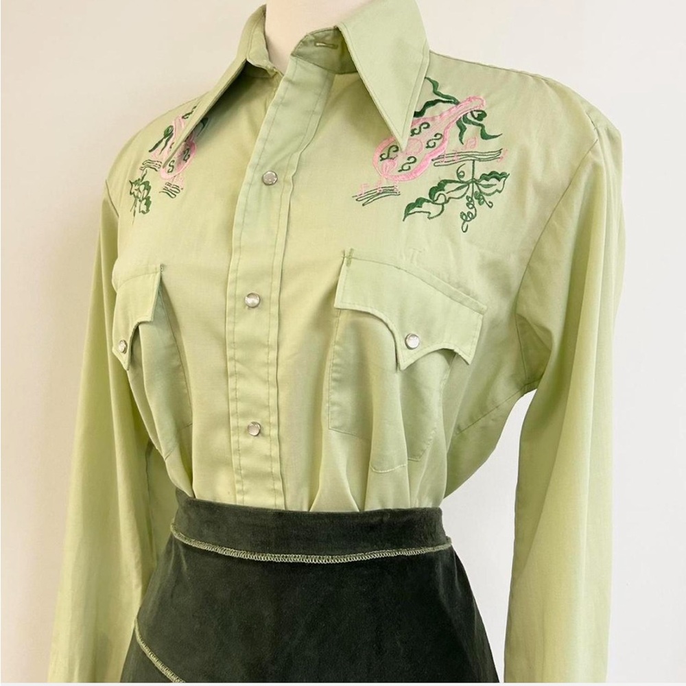 Embroidered western button up
